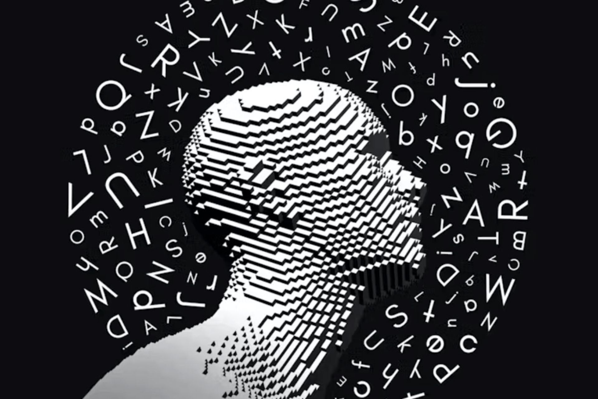 حروف در اطراف سر انسان