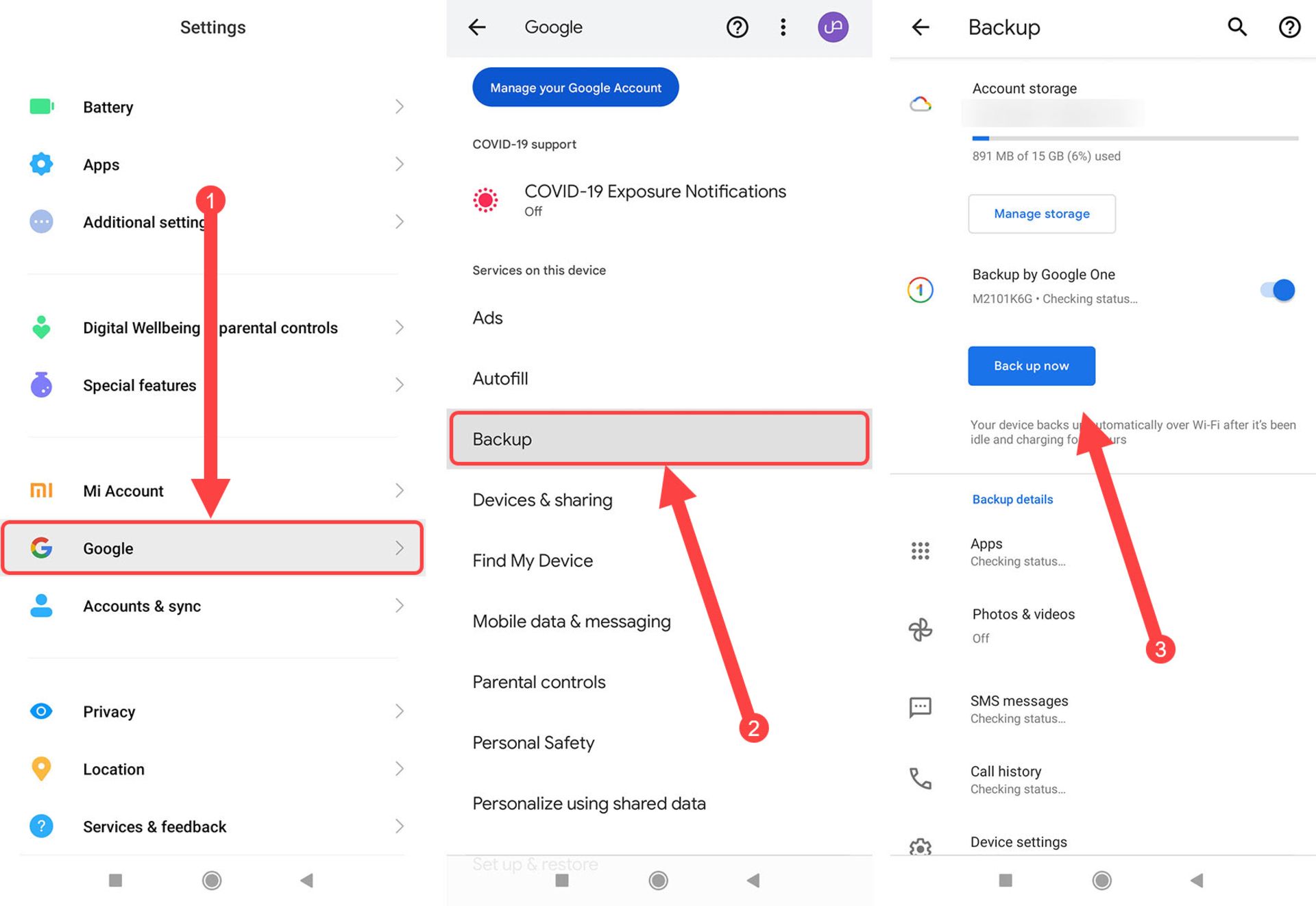 منوی بک‌آپ اندروید