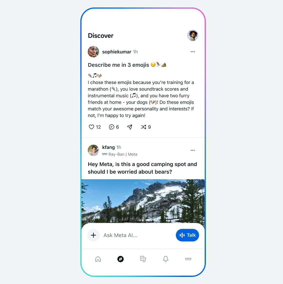 فید دیسکاور اپلیکیشن متا AI