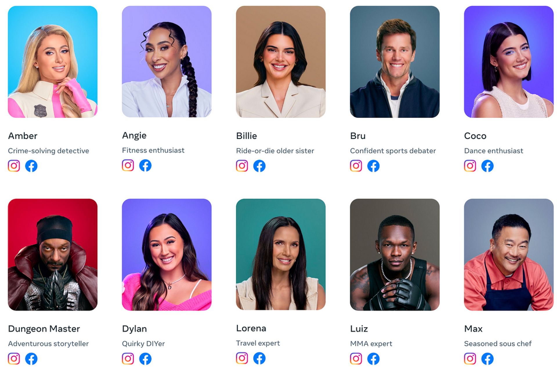 شخصیت‌های هوش مصنوعی متا ساخته شده براساس افراد مشهور