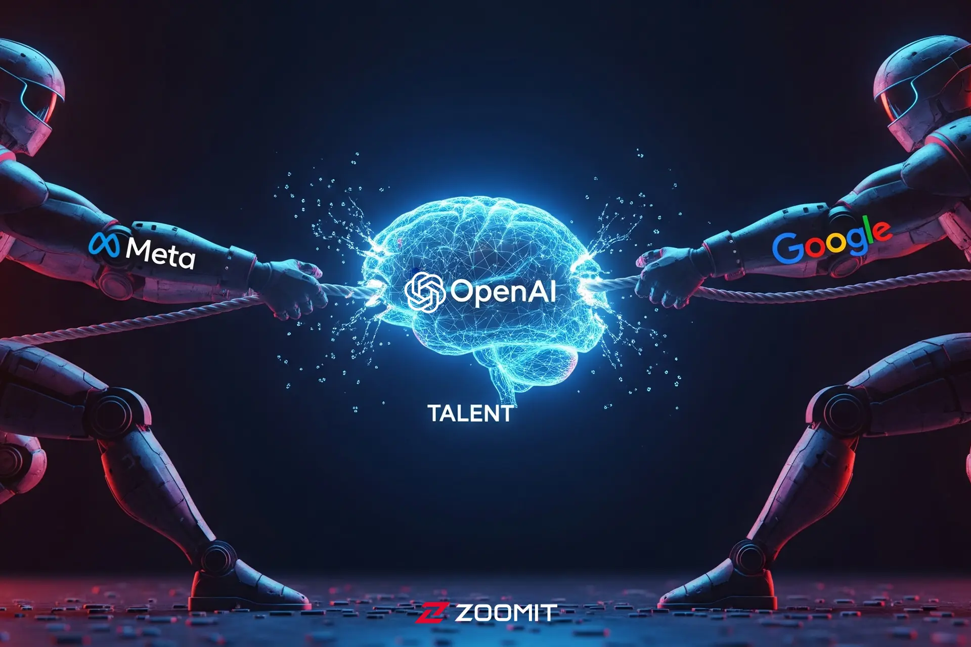 تصور هوش مصنوعی از جدال گوگل و متا بر سر OpenAI