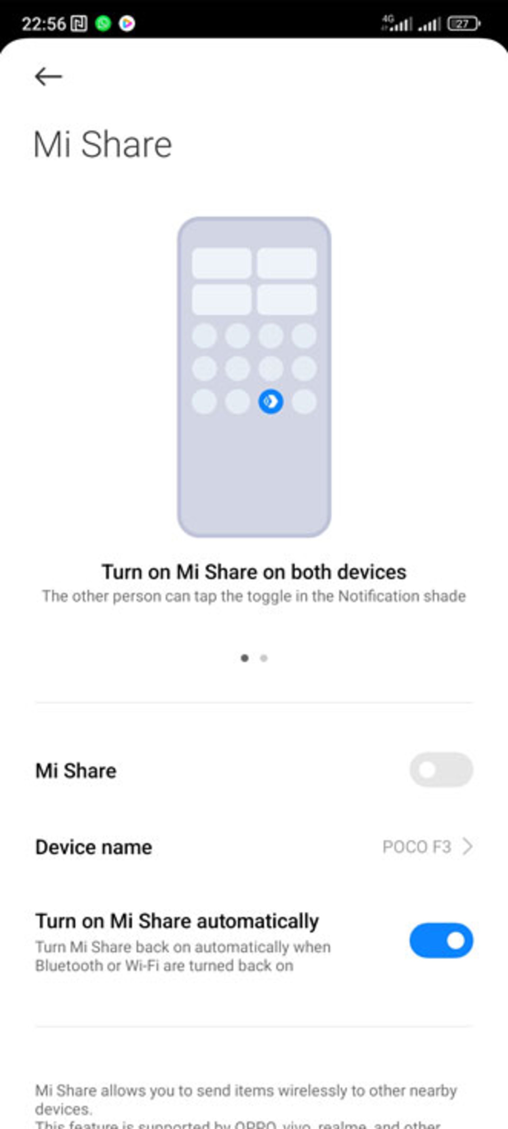 تنظیمات Mi Share
