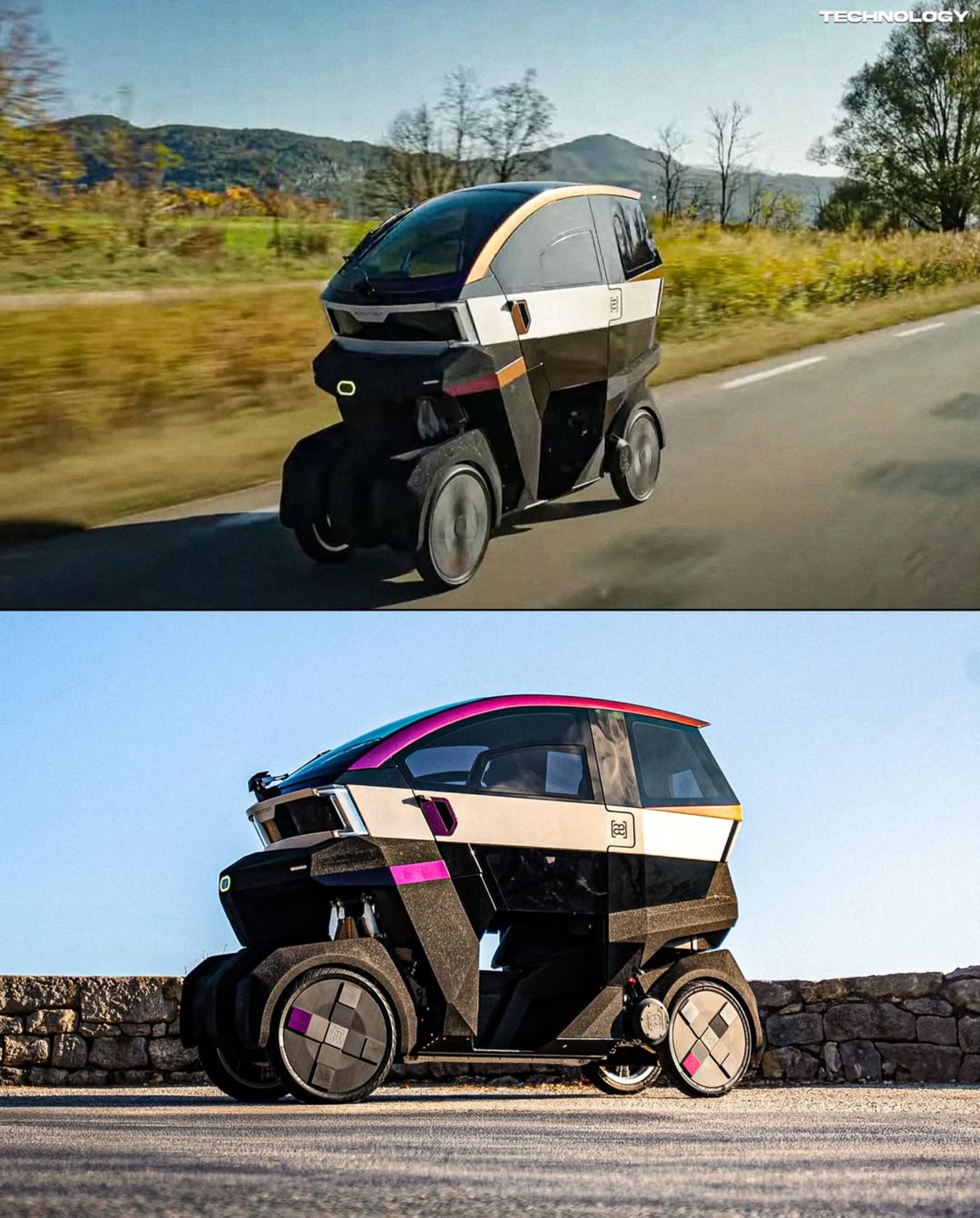 نمای جلو و عقب میکروکار ایموشن در جاده