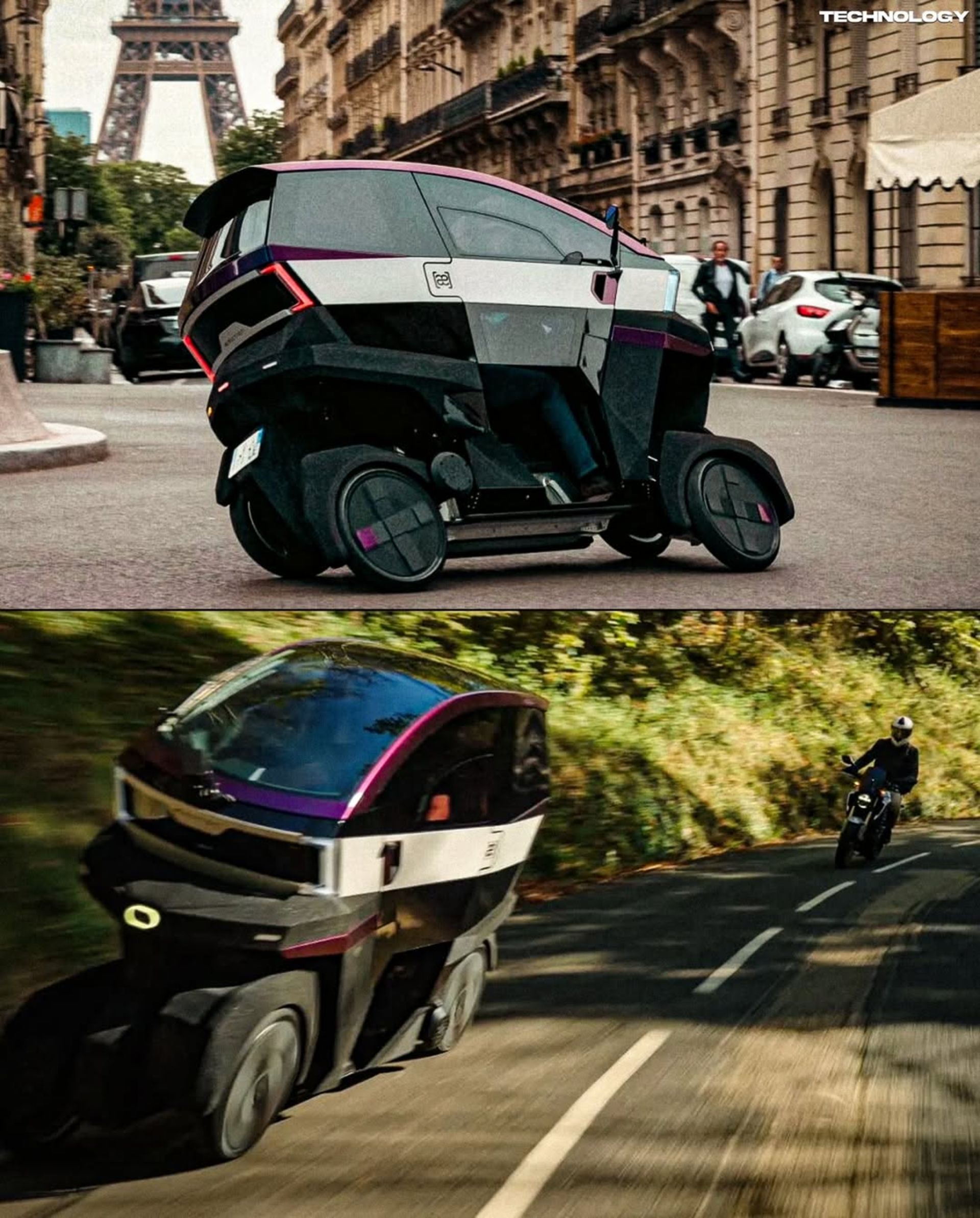 نمای جلو و عقب میکروکار ایموشن در شهر