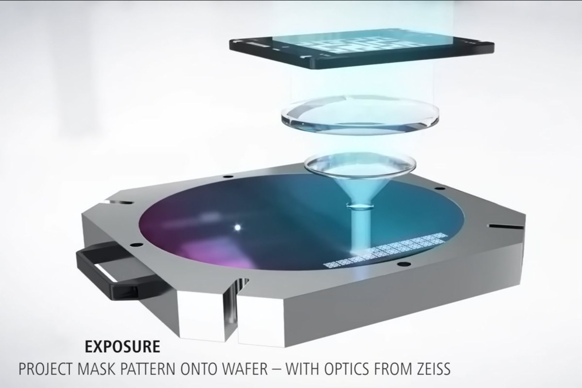 تابش نور روی ویفر برای ساخت تراشه