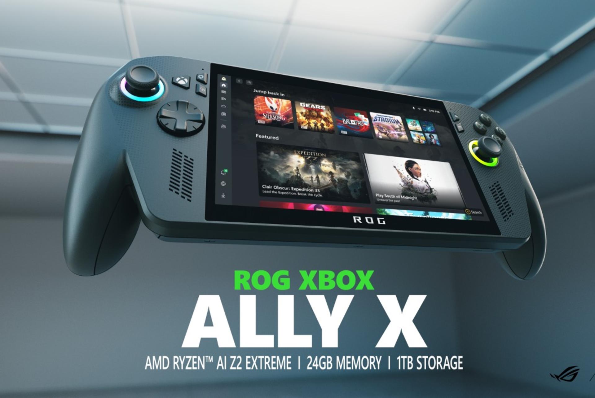 کنسول دستی ROG Xbox Ally X معلق در هوا