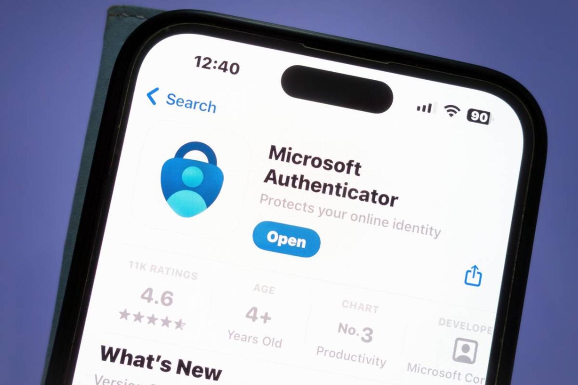 اپلیکیشن مایکروسافت Authenticator روی آیفون