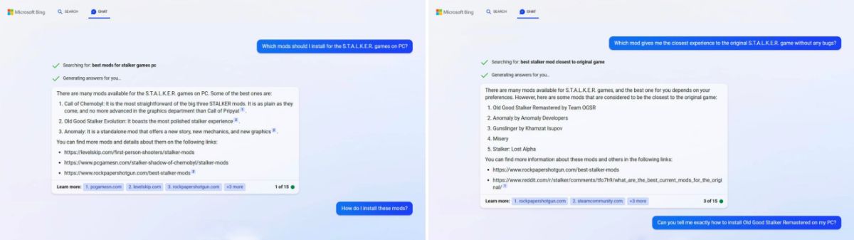 رابط کاربری بینگ چت / Bing Chat و سوال درباره ماد بازی