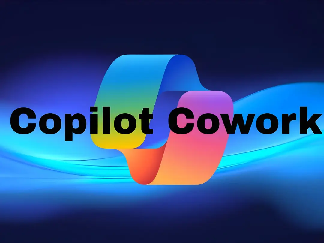 لوگوی رنگی و انتزاعی Copilot Cowork بر پس‌زمینه‌ای آبی و تیره