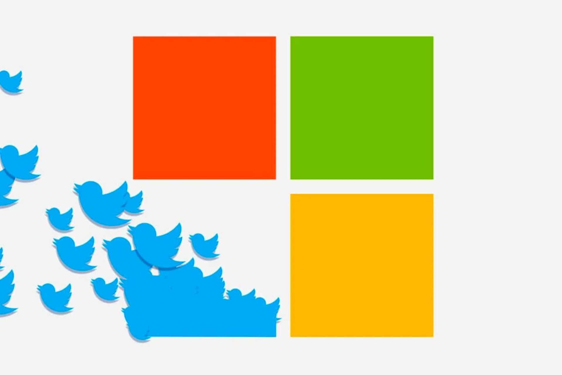 لوگو مایکروسافت با پرنده آبی توییتر