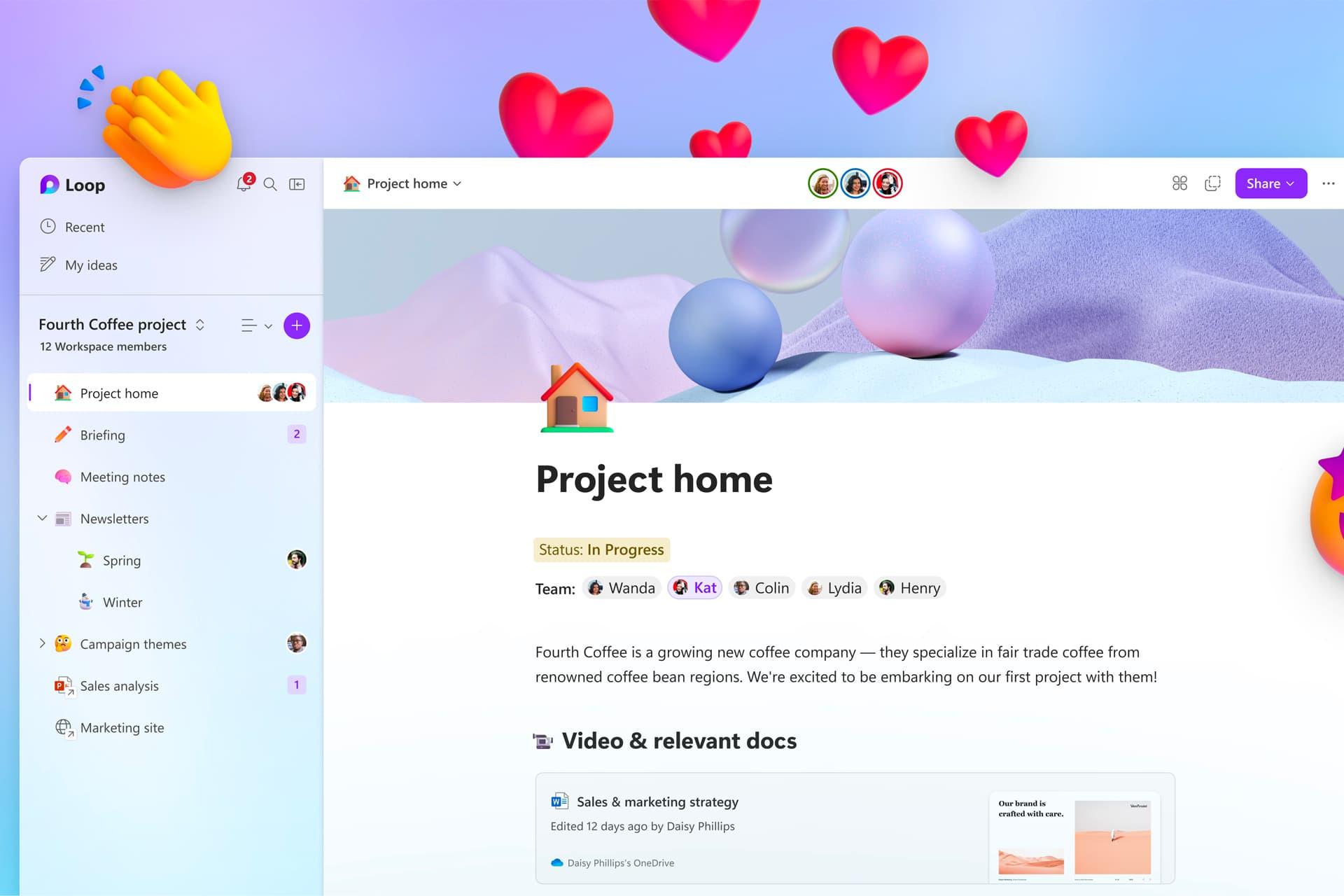 نرم افزار مایکروسافت لوپ / Microsoft Loop صفحه اصلی