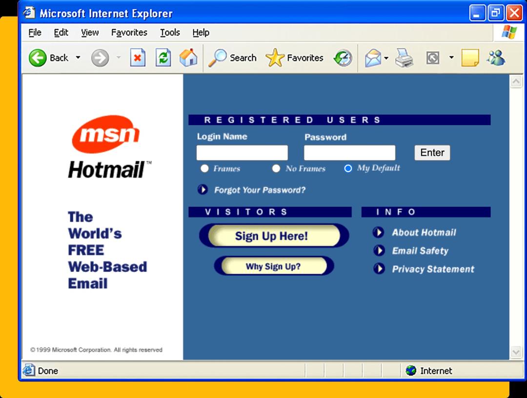 محیط نرم‌افزار Hotmail مایکروسافت