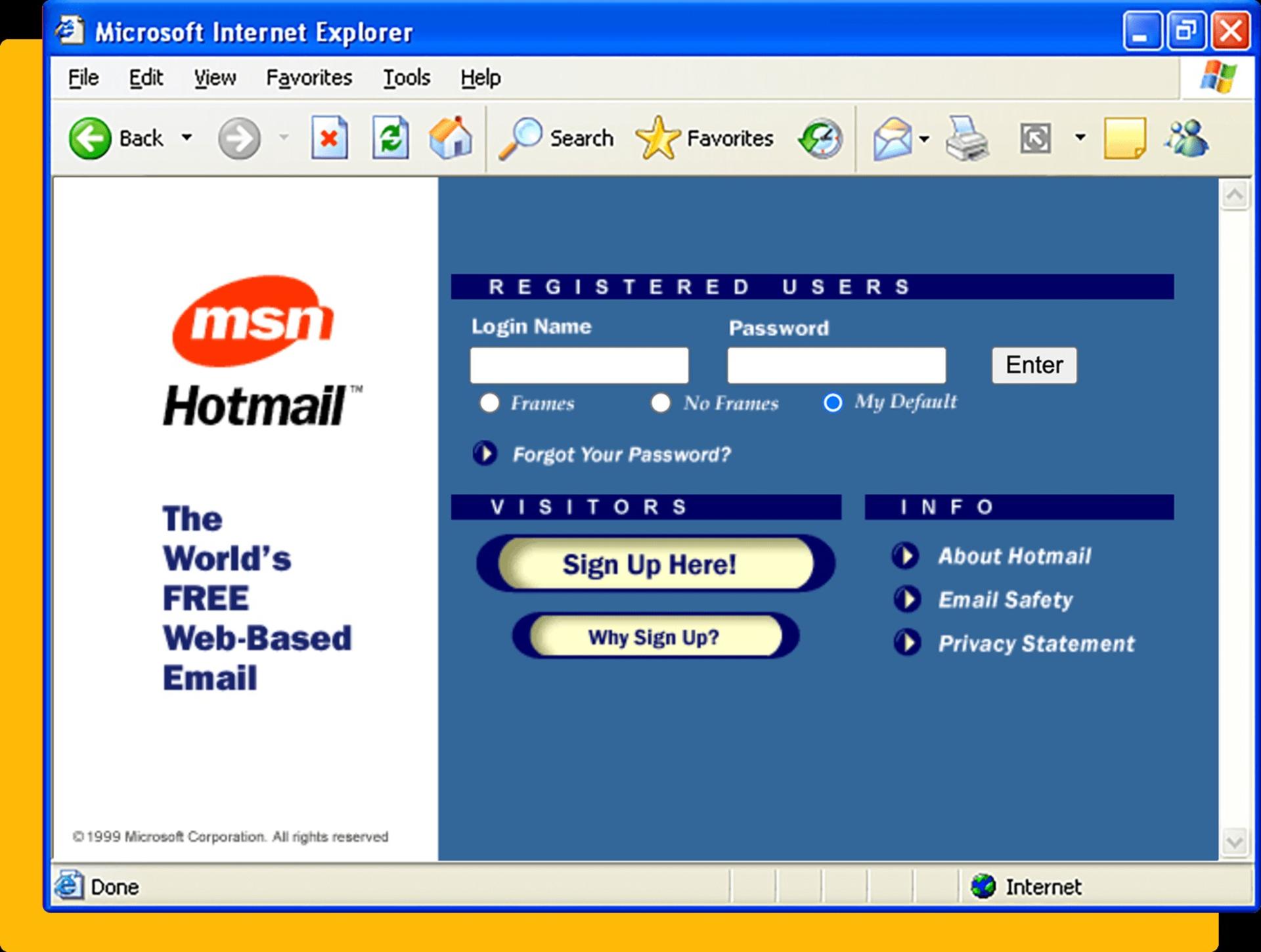 محیط نرم‌افزار Hotmail مایکروسافت