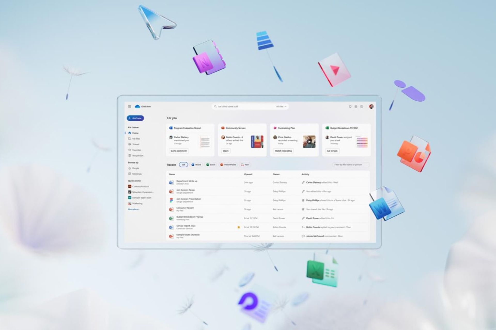 محیط اپلیکیشن OneDrive