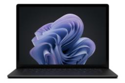 نمای رو به روی سرفیس لپ تاپ 6 مایکروسافت 13 اینچ / Microsoft Surface Laptop 6 با نمایشگر روشن و نمایش لبه جلو رنگ مشکی