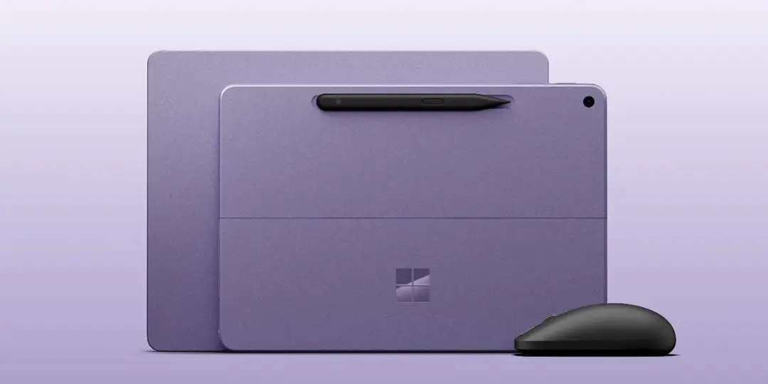 سرفیس پرو (Surface Pro) و سرفیس لپ‌تاپ با رنگ بنفش و قلم دیجیتال