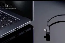 پورت USB-C (USB-C) در لبه بدنه لپ‌تاپ مایکروسافت در کنار کابل شارژ