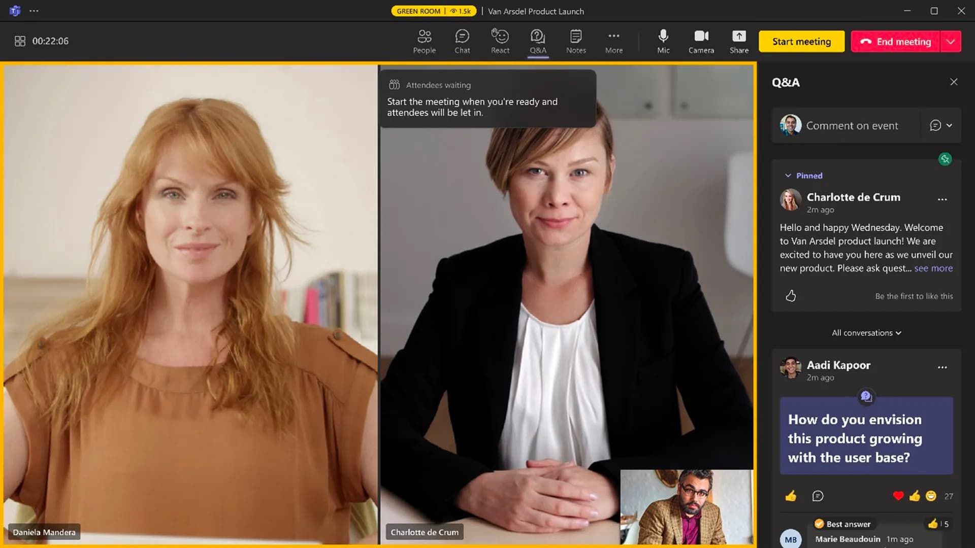 تصویر دو زن در مایکروسافت تیمز پریمیوم / Microsoft Teams Premium