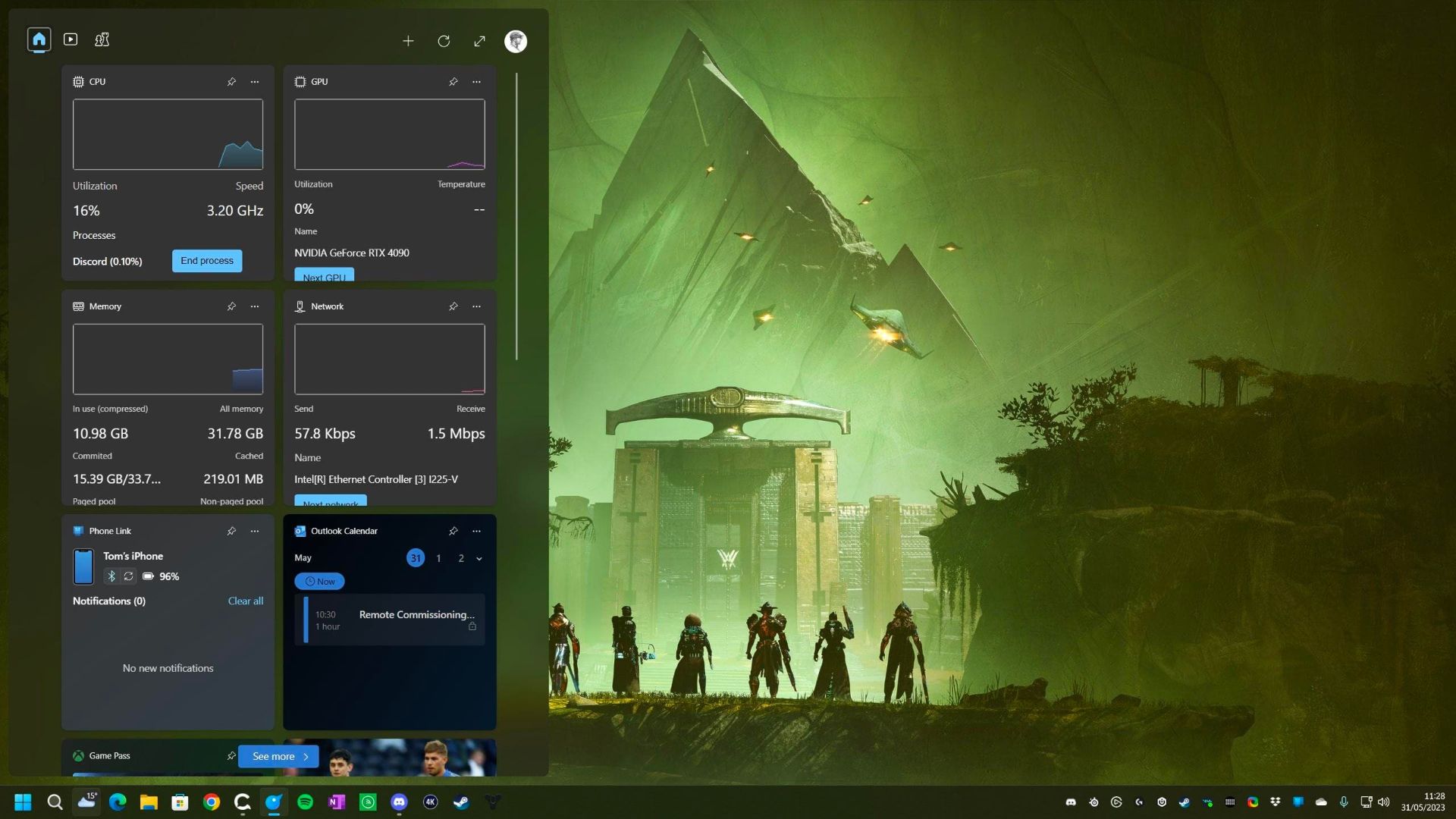 ویجت نظارت CPU و GPU در ویندوز ۱۱ دسکتاپ