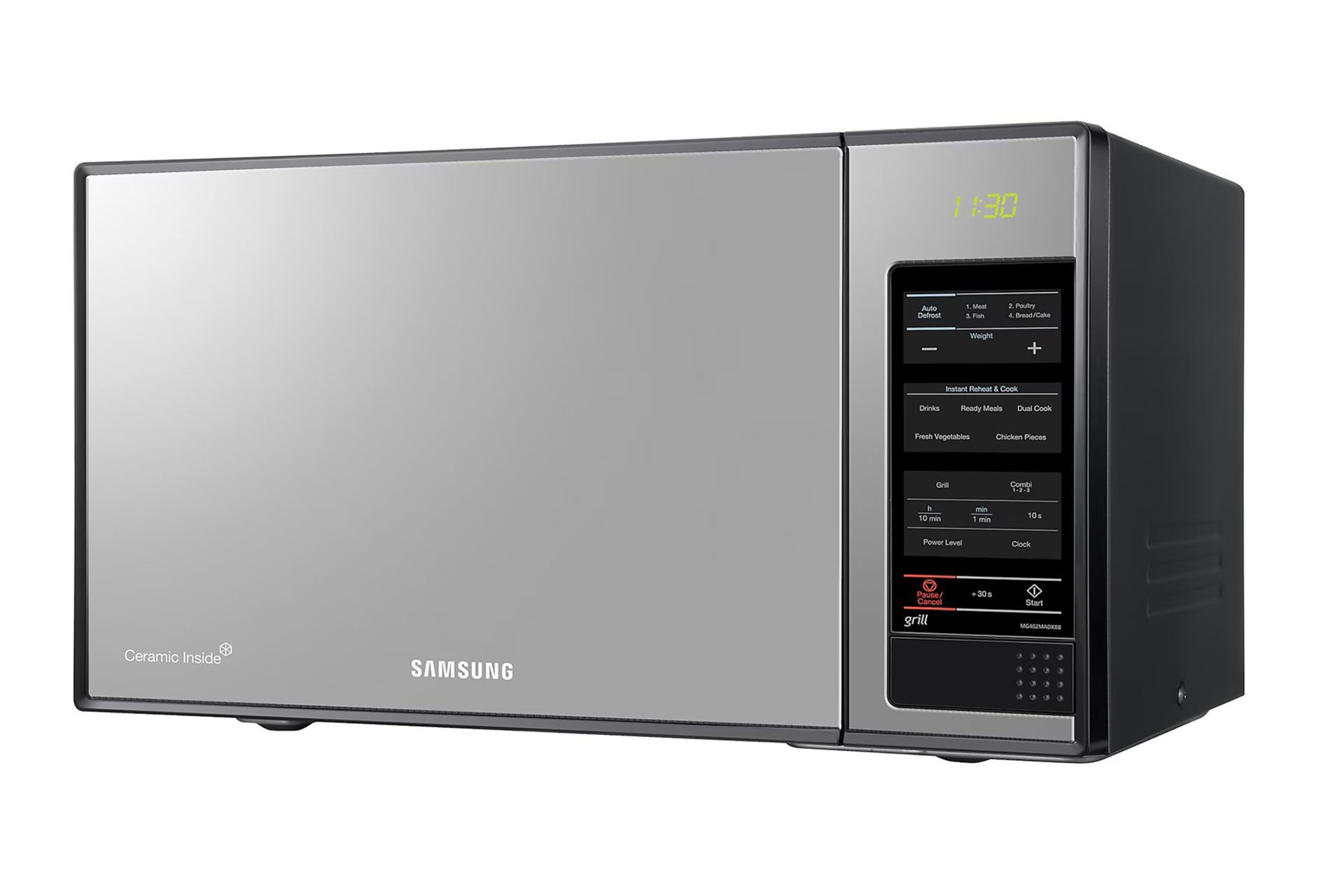 مرجع متخصصين ايران مايكروويو سامسونگ Samsung MG402MADXBB نماي راست رنگ نقره اي