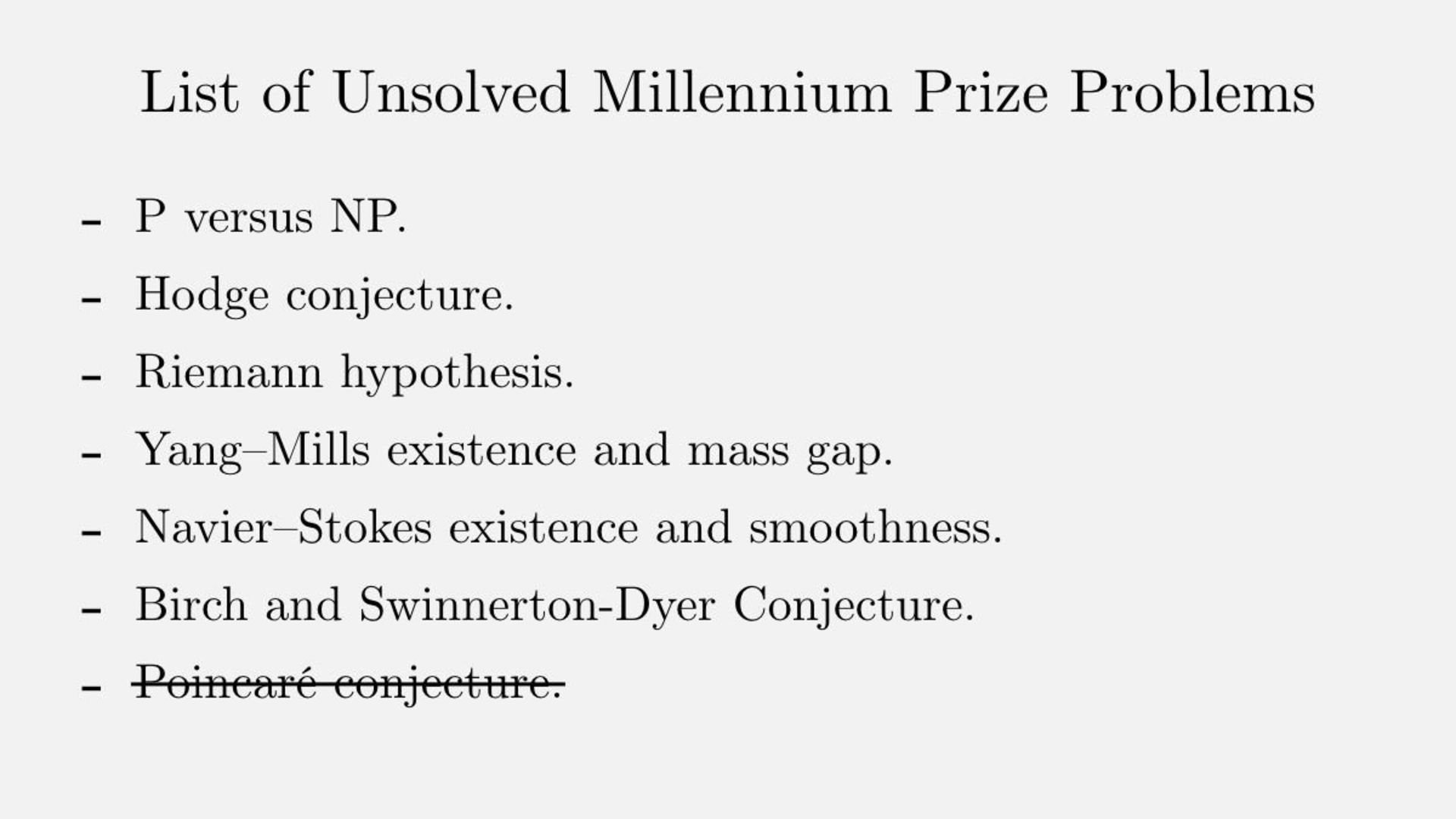 لیست ۷ مسئله حل نشده هزاره