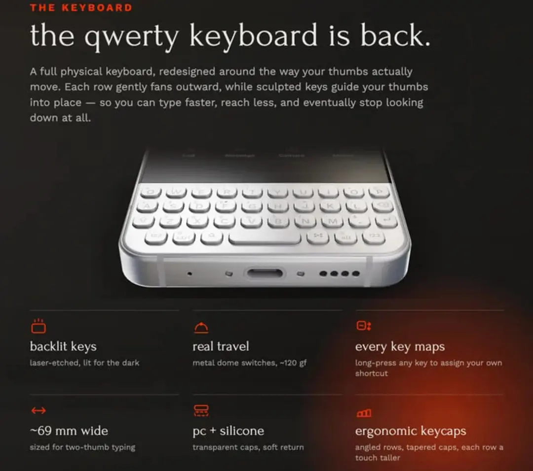 کیبورد فیزیکی QWERTY در گوشی مینیمال فون ۲ 