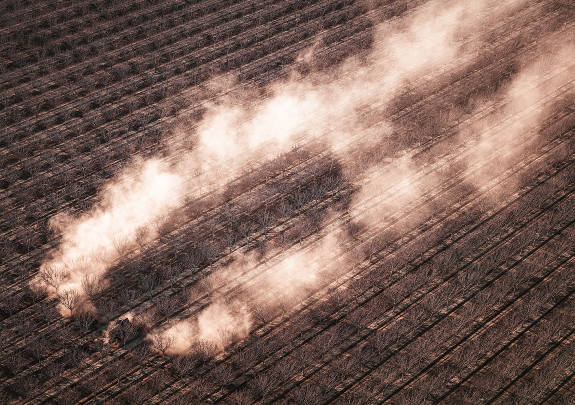 تراکتور در حال کار در زمین کشاورزی آمریکا