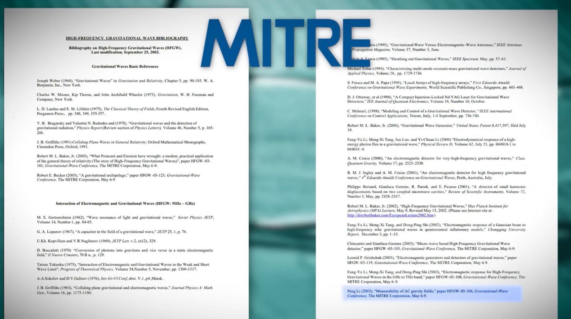 سند برگزاری کنفرانس Mitre و نام نینگ لی در میان سخنرانان