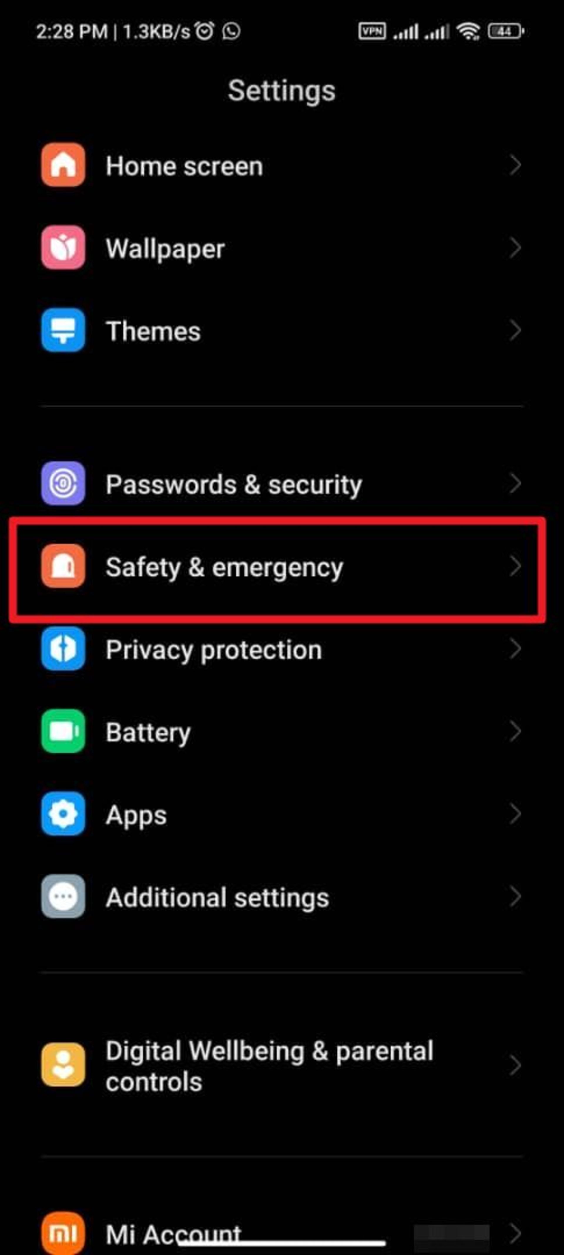 گزینه‌ی حالت اضطراری در MIUI 14 و اندروید 12 شیائومی