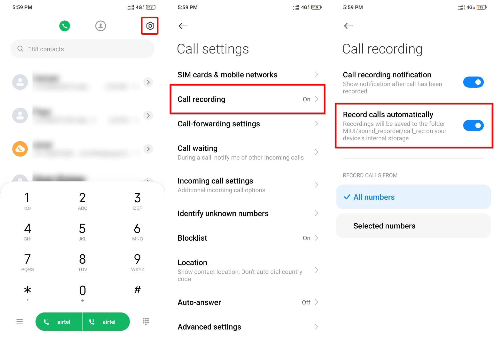 ضبط تماس در برنامه MIUI Dialer