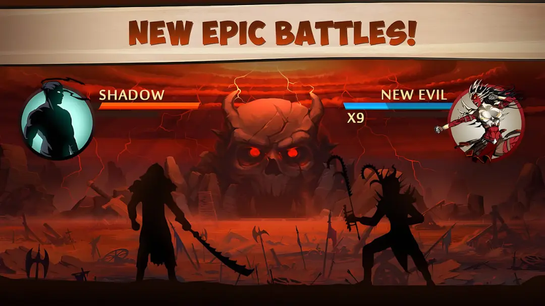 مبارزه شخصیت‌های Shadow و New Evil در یک محیط جنگی موبایلی