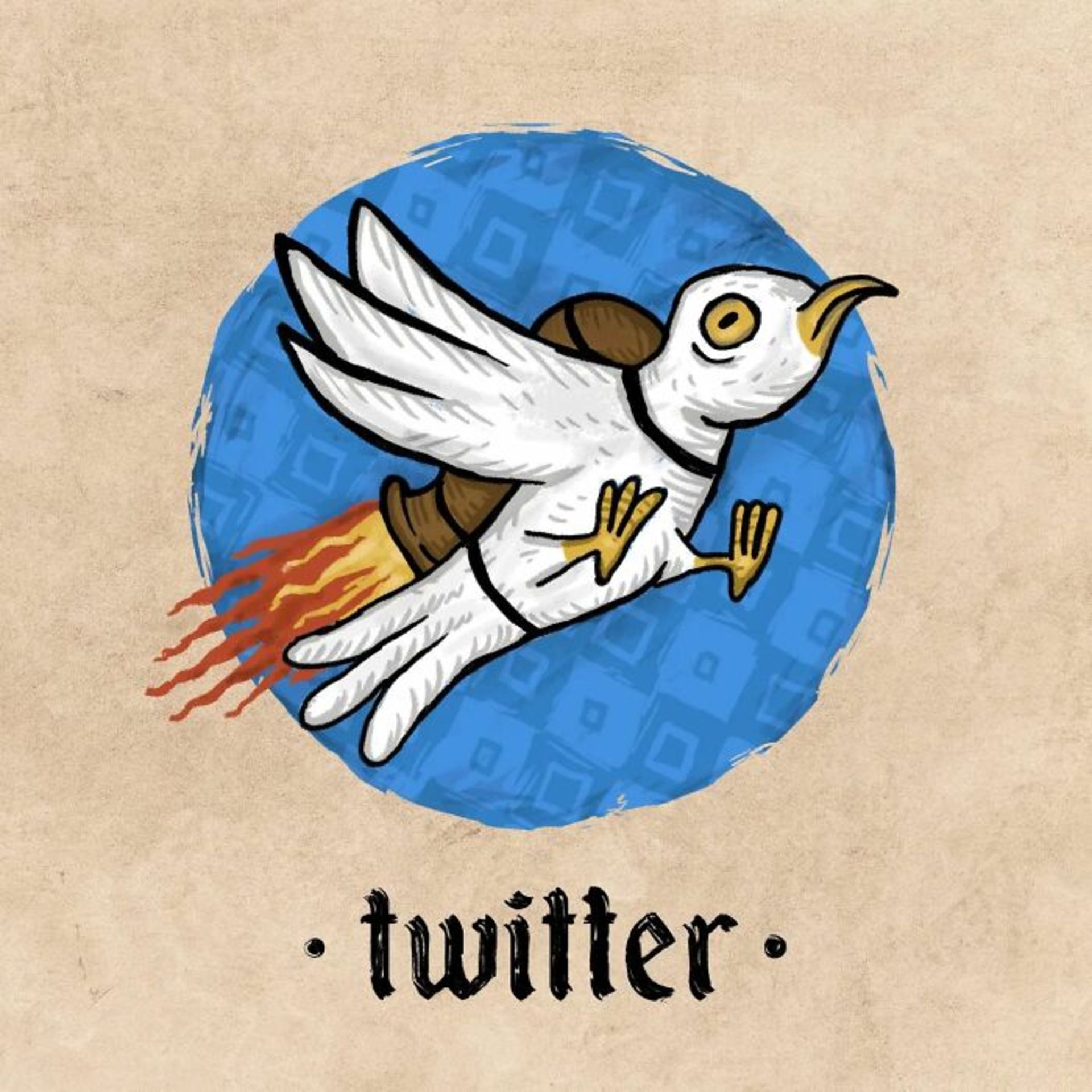 لوگوی توییتر به سبک قرون وسطی