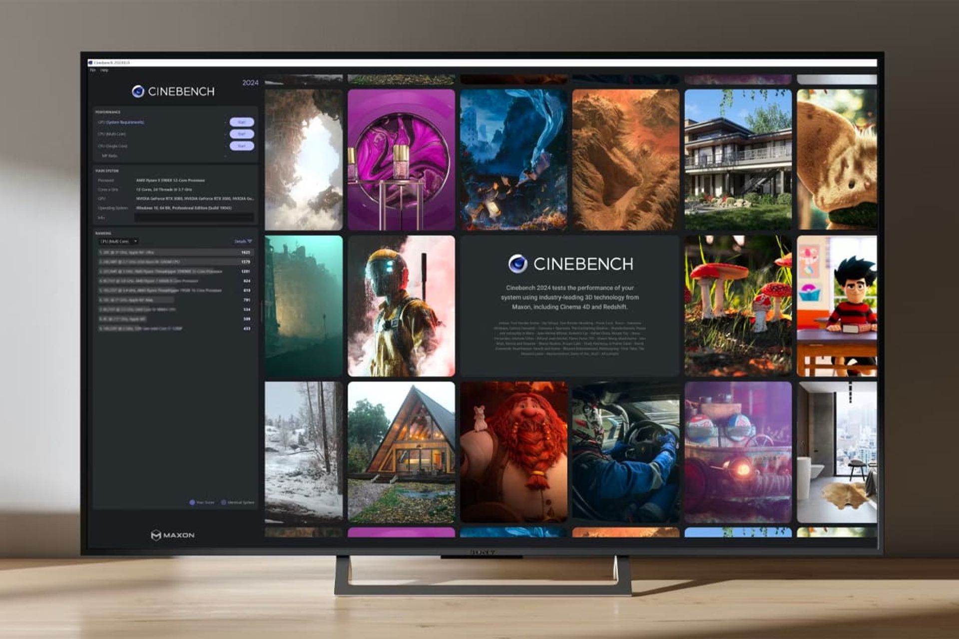 بنچمارک Cinebench 2024 روی مانیتور بزرگ