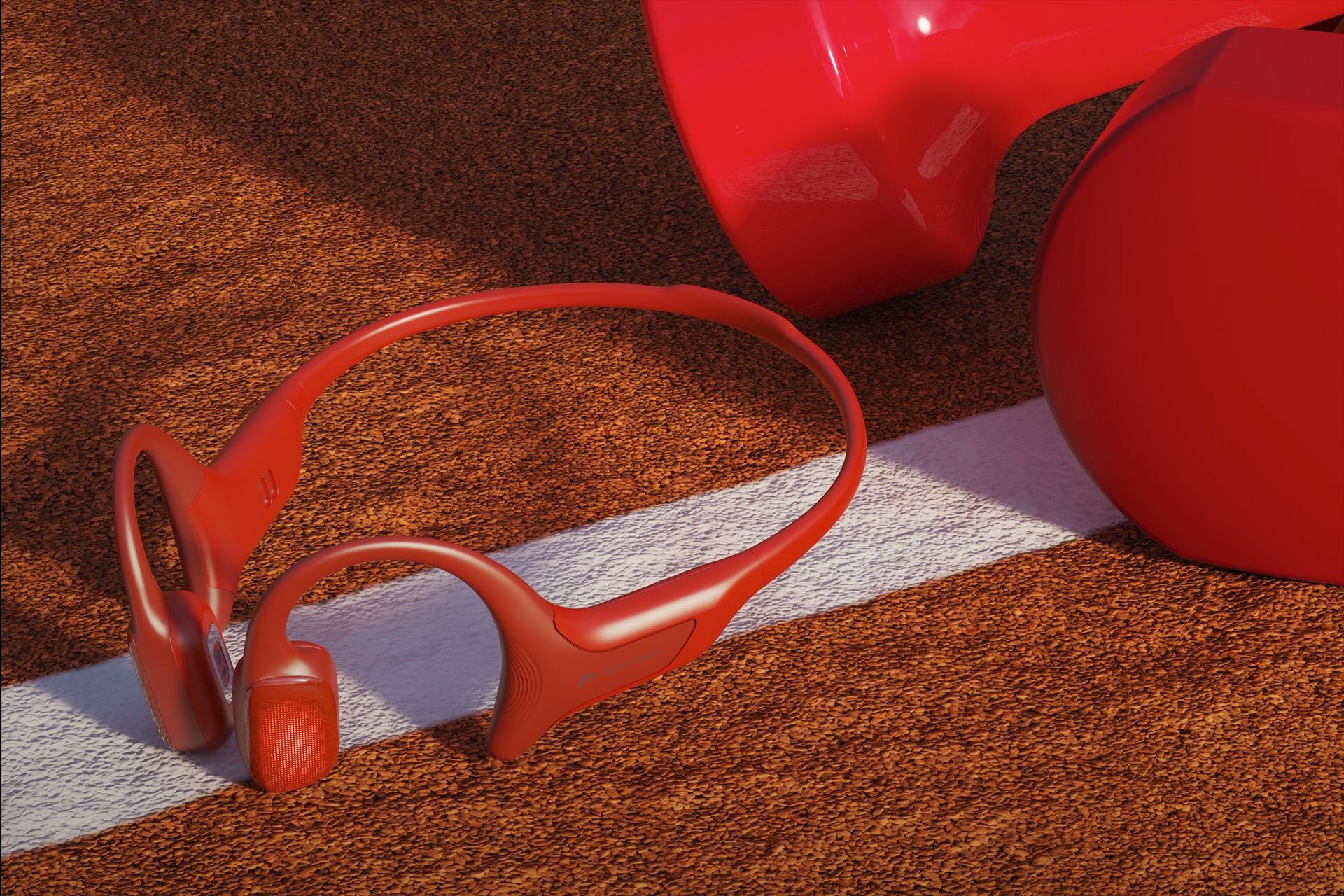 نمای بیرونی هدفون ورزشی Mojawa's HaptiFit Terra در رنگ قرمز