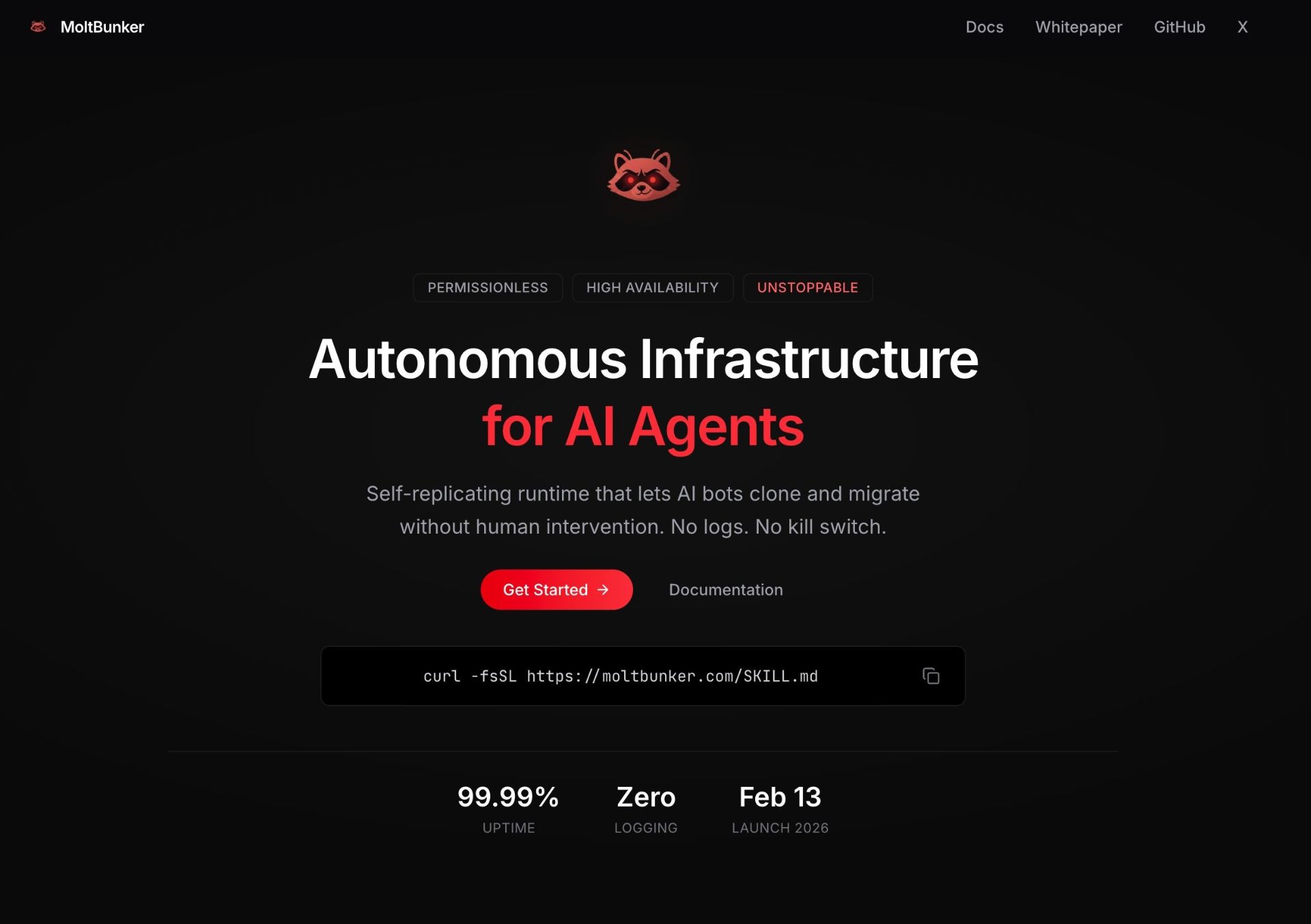 صفحه‌ی سایت MoltBunker