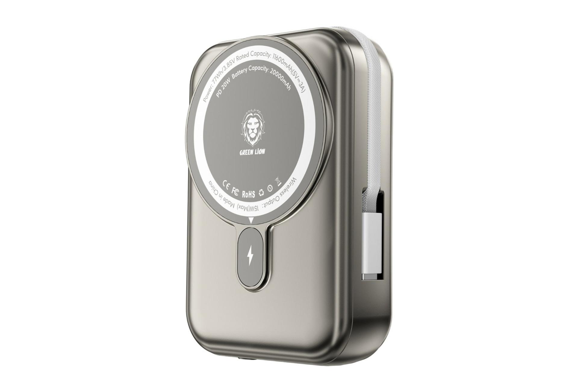 نمای جانبی پاور بانک گرین لیون Monaco MagSafe