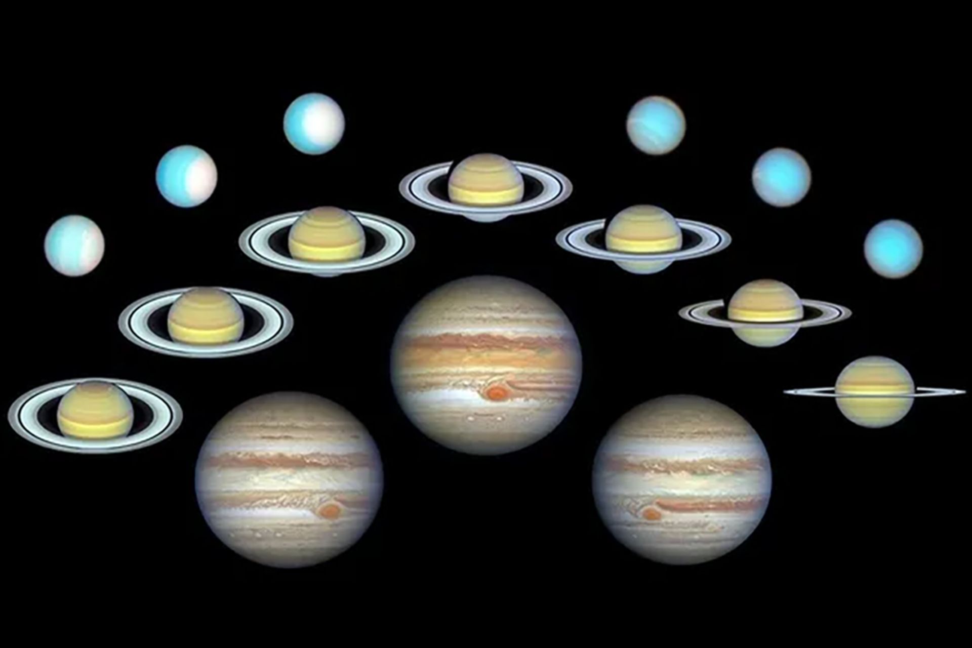 تصویر مونتاژشده از تغییرات سیاره‌ها