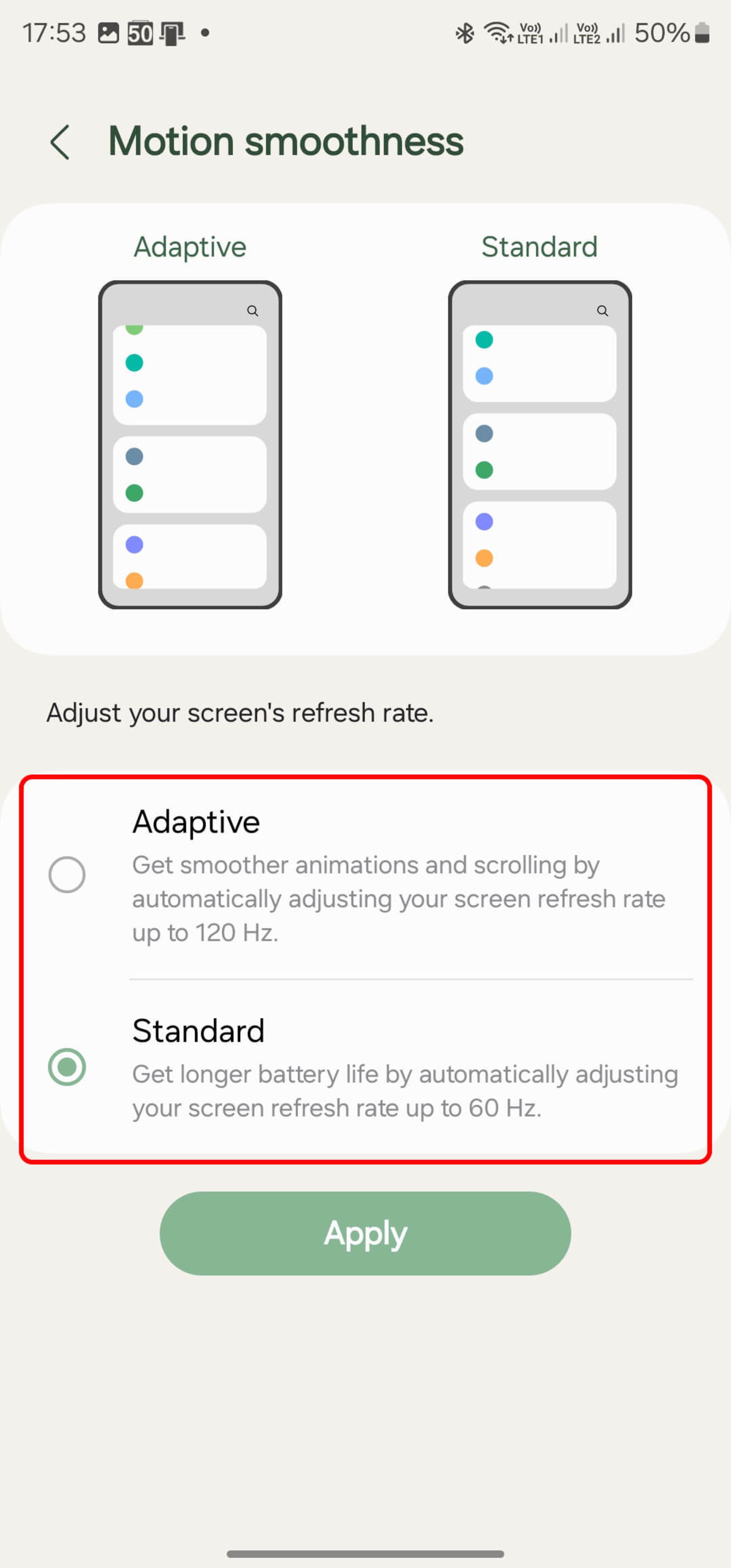 بخش motion smoothness