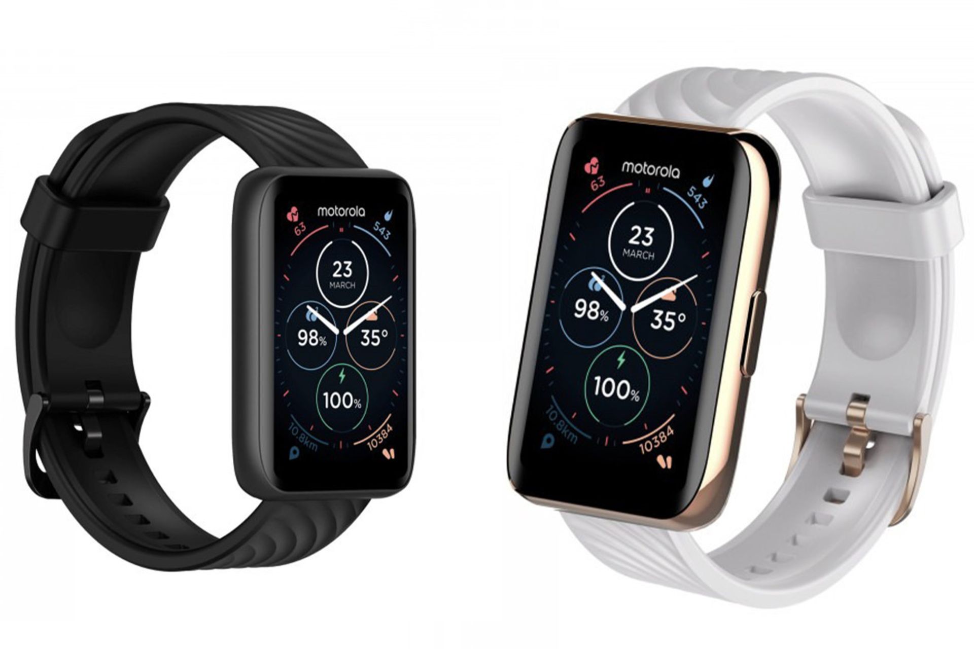 دو ساعت هوشمند سیاه و سفید از نمای جلو و کنار