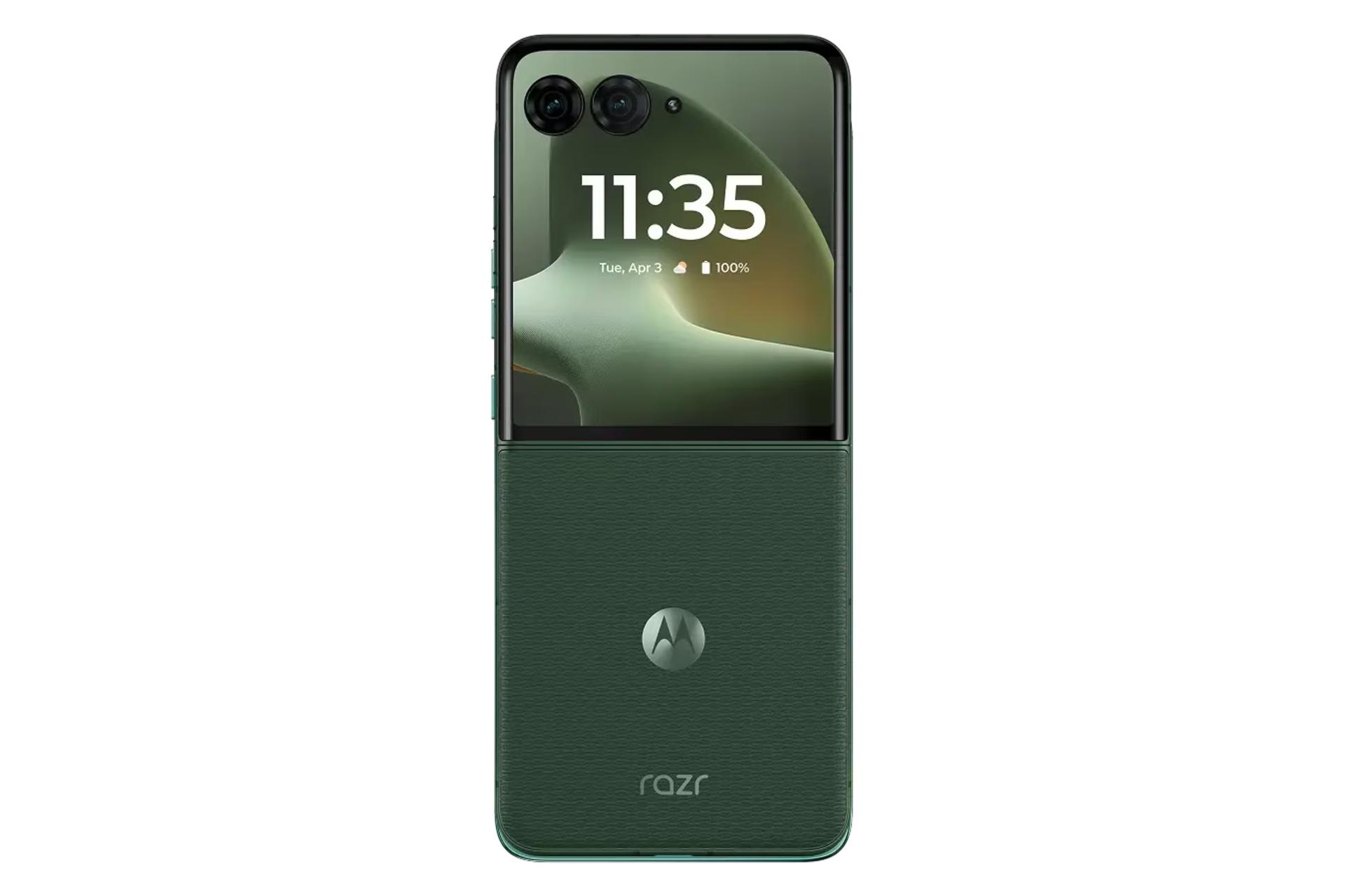 پنل پشت و چینش دوربین گوشی موبایل ریزر 70 پلاس موتورولا سبز تیره / Motorola Razr 70 Plus