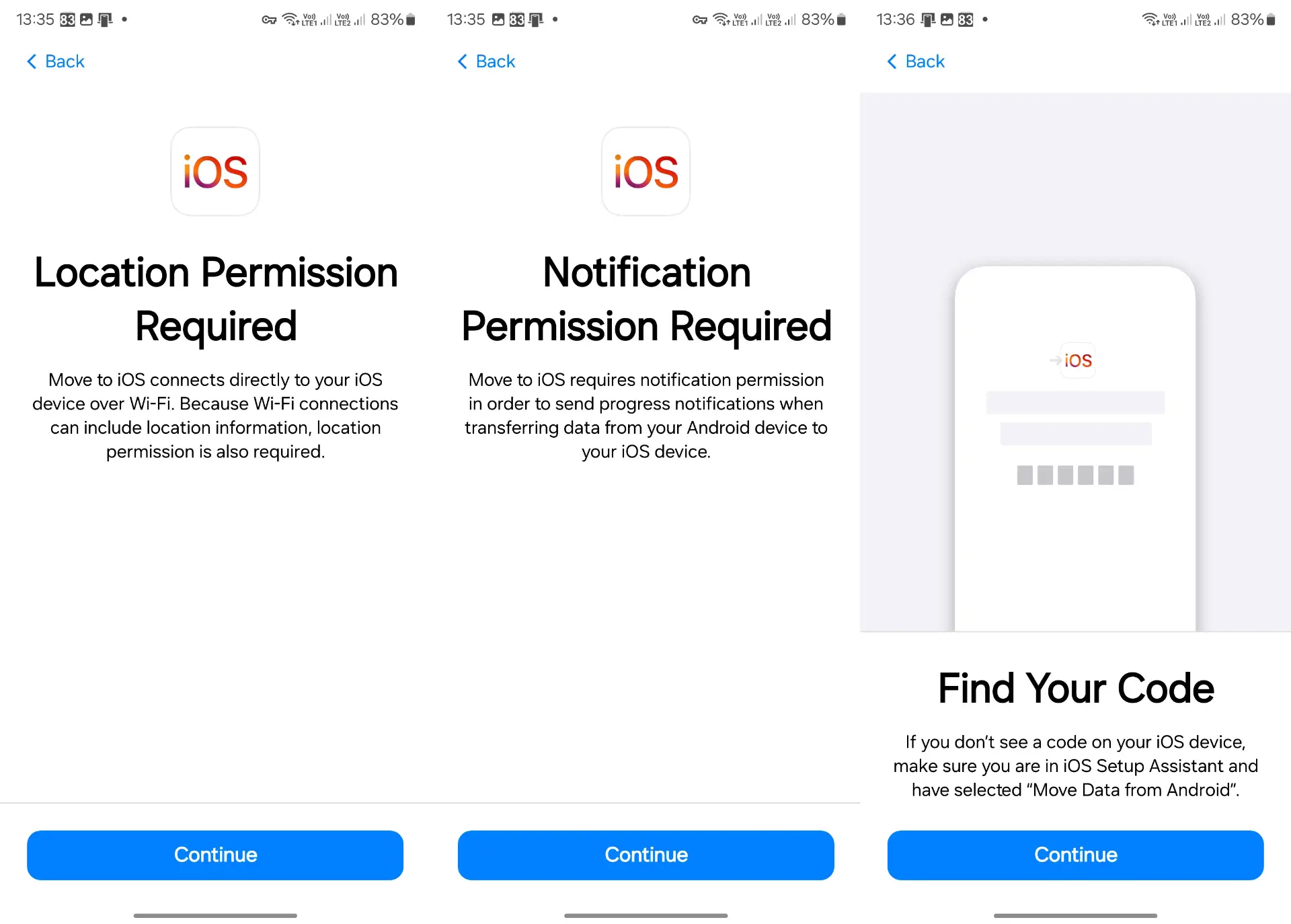 برنامه Move to iOS اندروید