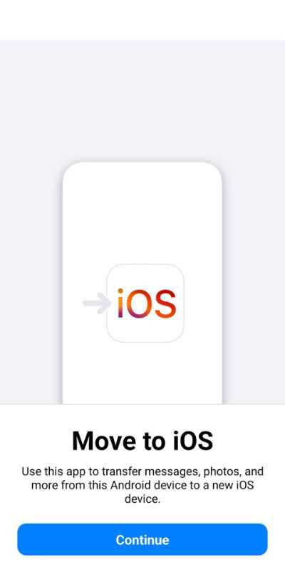 صفحه اصلی اپلیکیشن move to ios