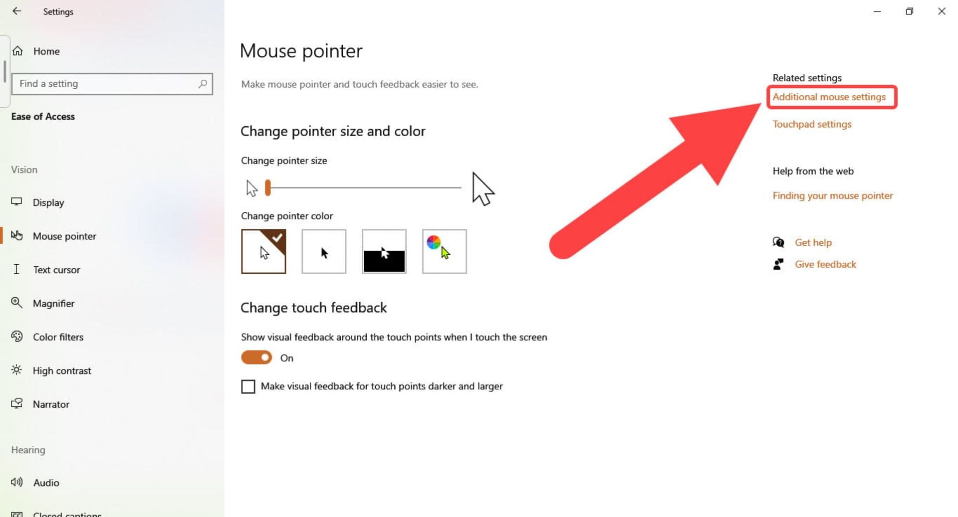 محیط تنظیمات ویندوز و تغییر تنظیمات اضافی ماوس در ویندوز 10
