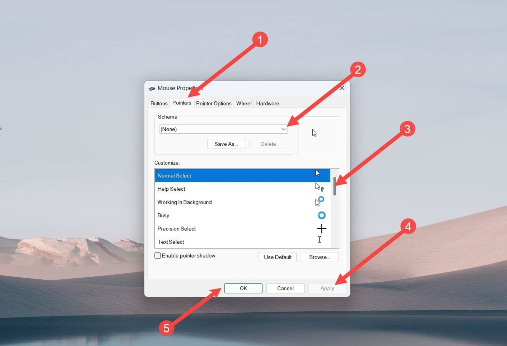 محیط تنظیمات ویندوز و تغییر نشانگر موس در ویندوز ۱۱