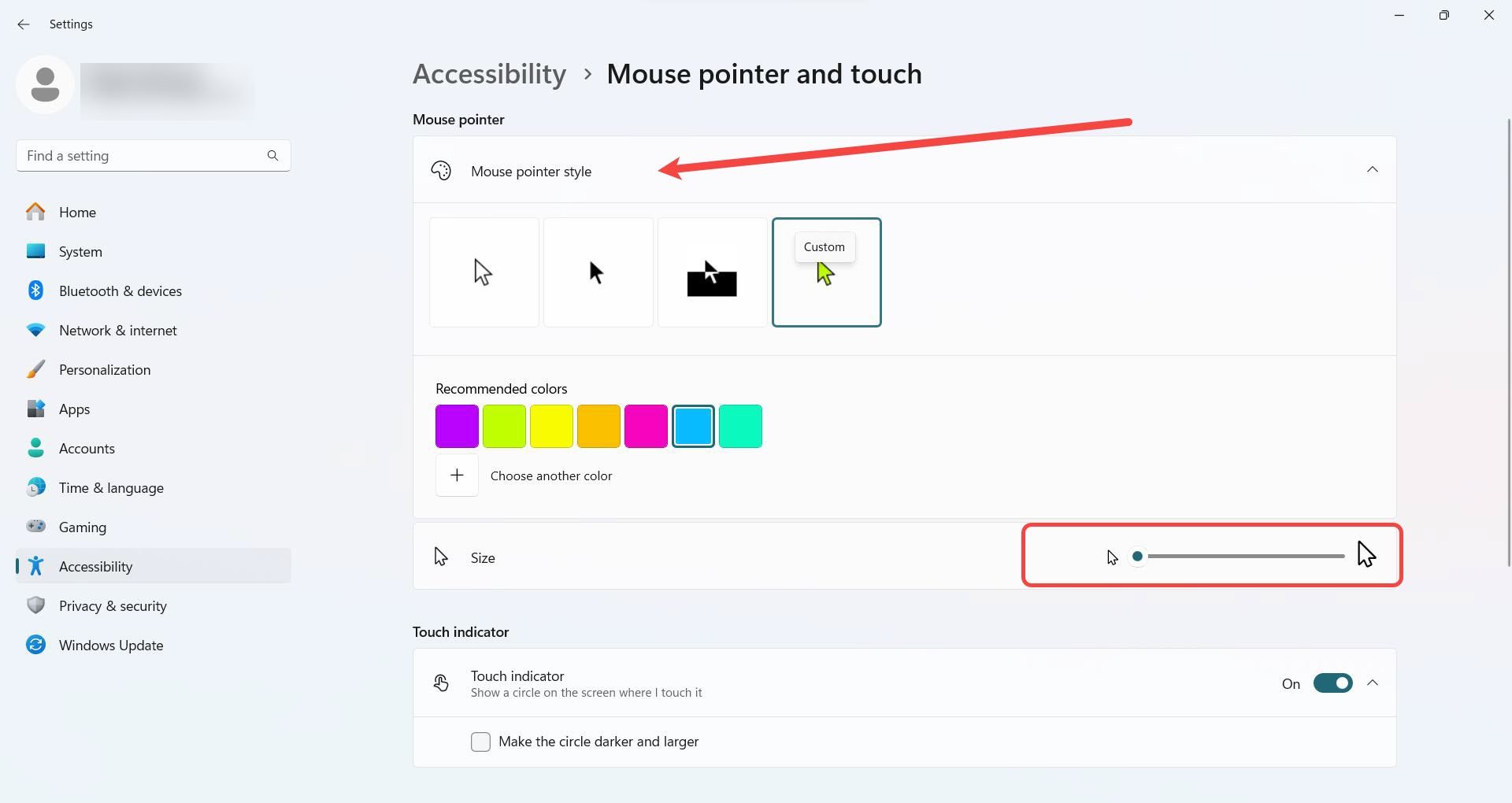 محیط تنظیمات ویندوز ۱۱ و تغییر سرعت ماوس ویندوز ۱۱