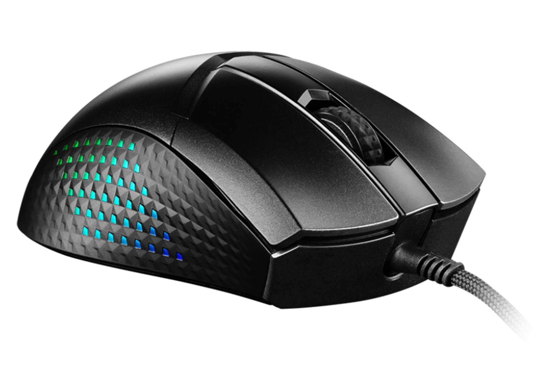 نمای جلوی ماوس ام اس آی MSI CLUTCH GM51 و محل اتصال کابل