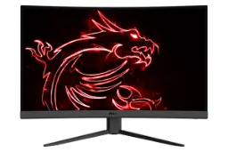 نمای جلو و لوگوی مانیتور ام اس آی 27 اینچ مدل G27CQ4 E2