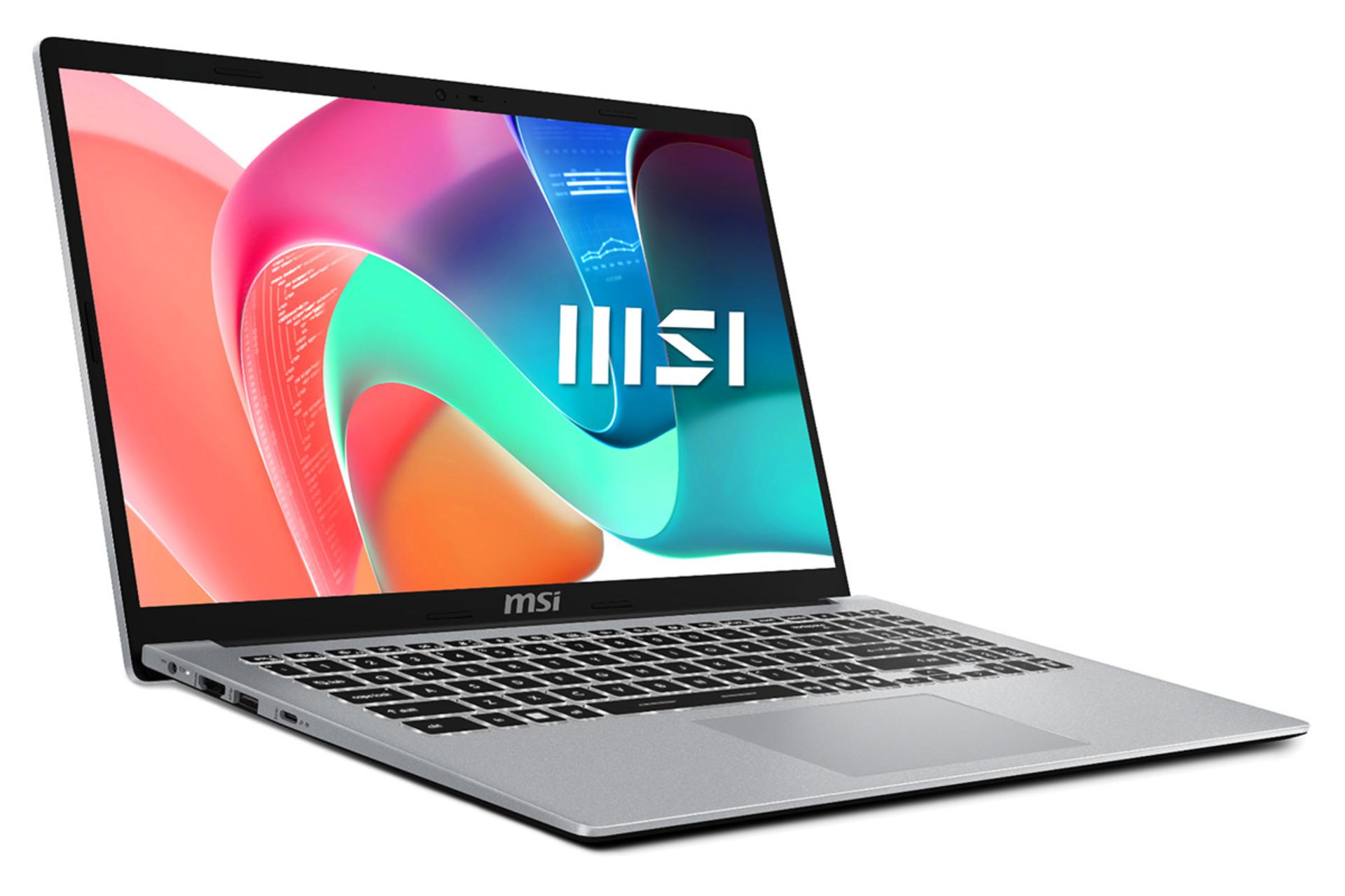 لپ تاپ ام اس آی MSI Modern 15 F1M نمای جلو و چپ