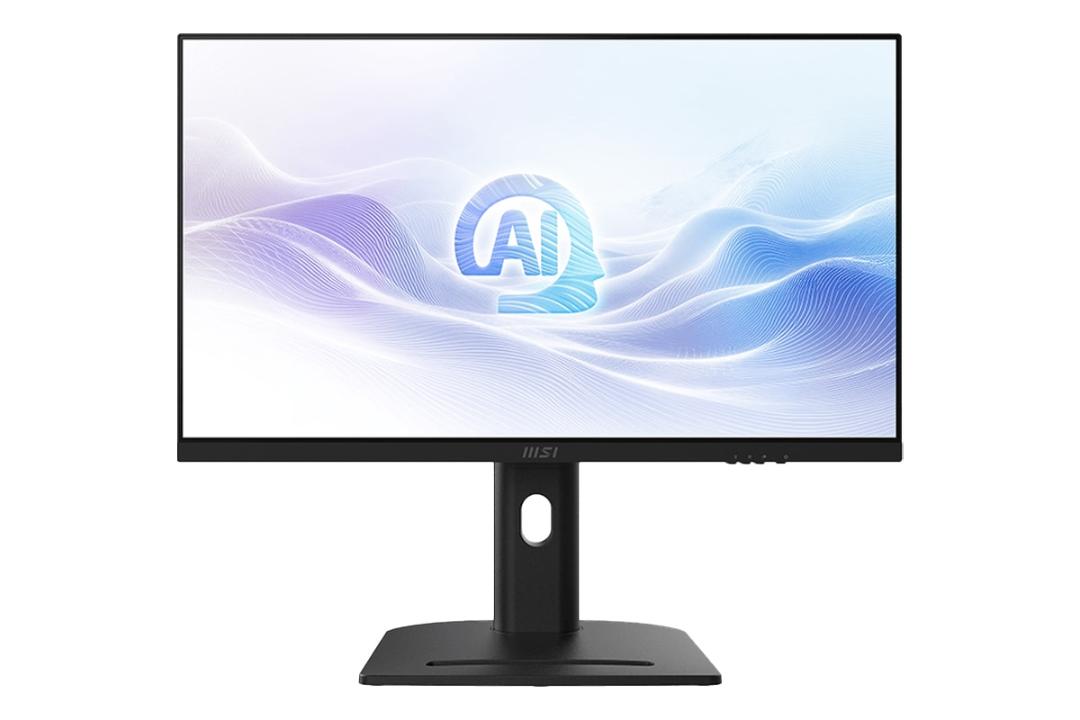 نمای جلوی کامپیوتر همه کاره Modern AM273QP AI 1UM ام اس آی با نمایشگر روشن و نمایش پایه رنگ مشکی