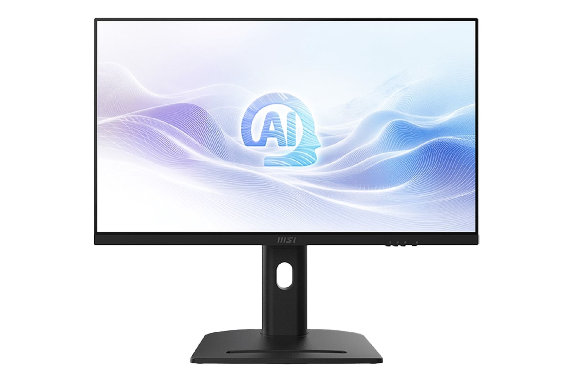 نمای جلوی کامپیوتر همه کاره Modern AM273QP AI 1UM ام اس آی با نمایشگر روشن و نمایش پایه رنگ مشکی